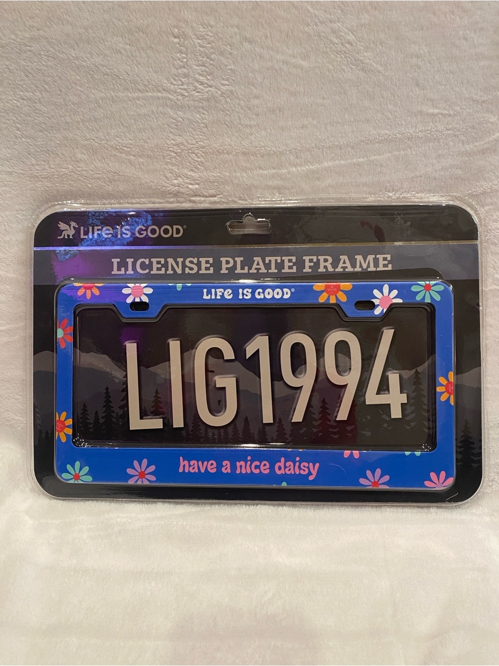 Life is Good Cheery "Have a Nice Daisy" Stainless Steel License Plate Frame NWT
